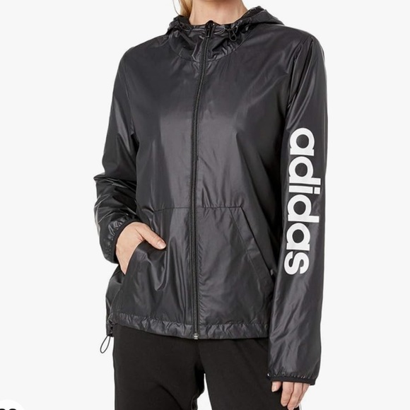 ADIDAS Women’s Black Windbreaker, Size Medium. - Picture 6 of 8
